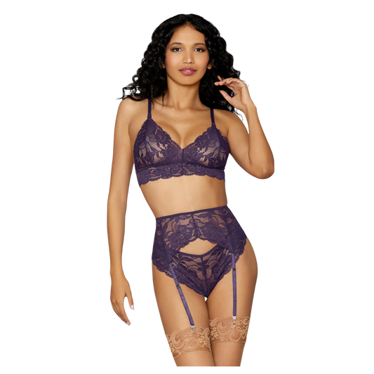 Lace Lingerie Trio - Indigo