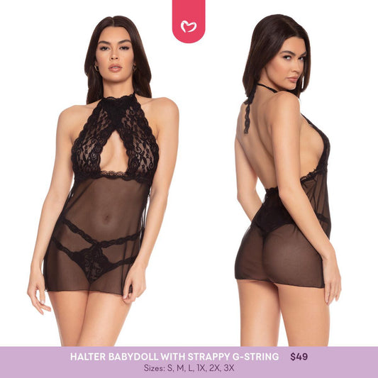 Halter Babydoll with Strappy G-string