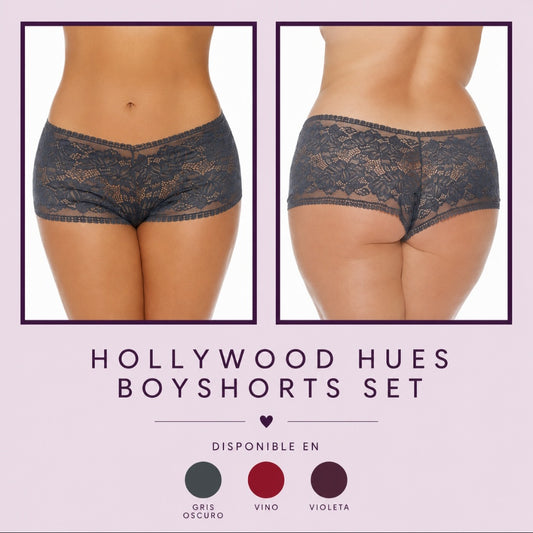 Hollywood Hues I Set de 3 Boyshorts de Enacje - One Size Queen